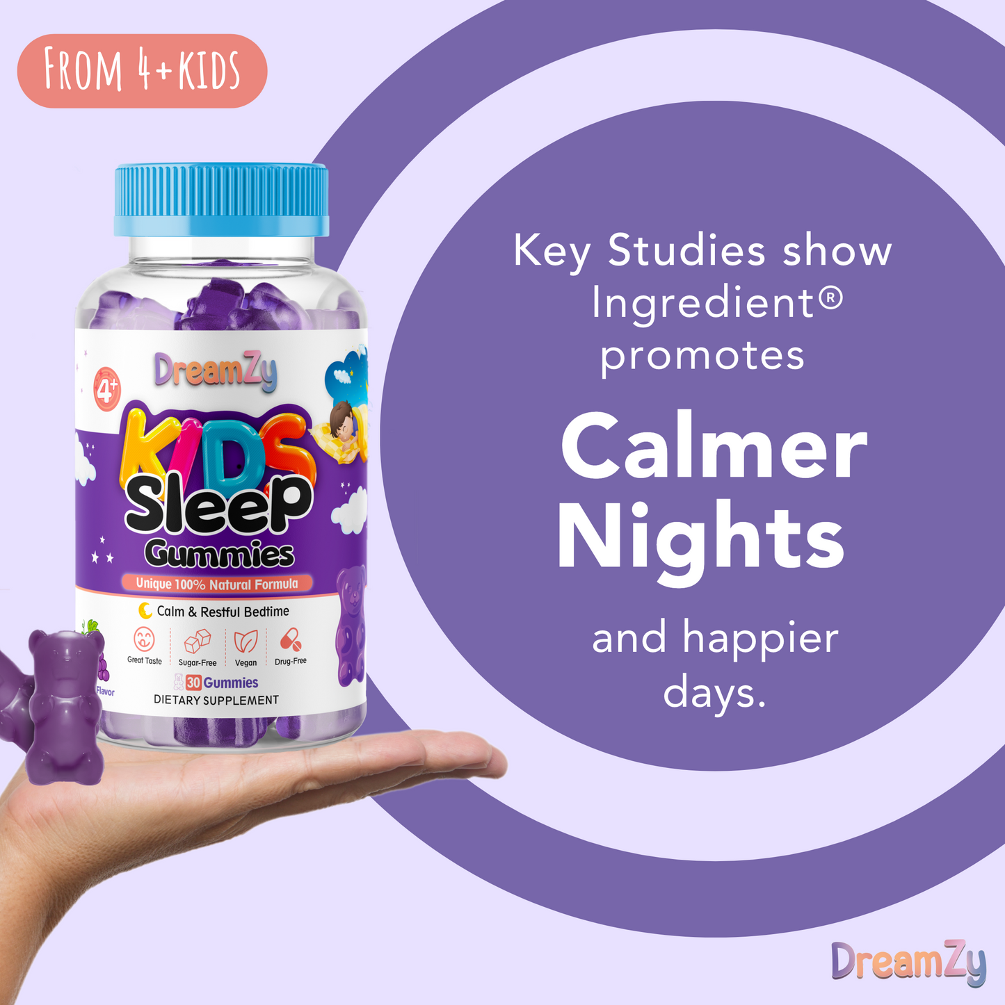 DreamZy Kids Sleep Gummies (100% Natural)